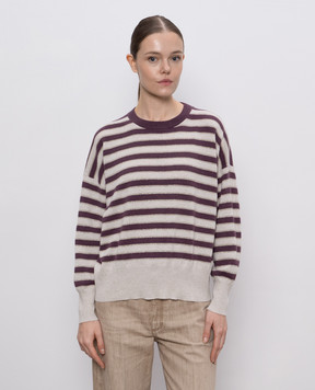 Brunello Cucinelli Бежевий джемпер з кашеміру в смужку M12205920P