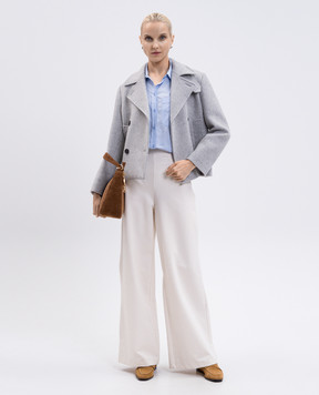 PROENZA SCHOULER Сіре двобортне укорочене пальто Nola з вовною та кашеміром R2532001AW139M