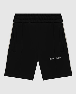 Palm Angels Чорні шорти з лампасами з логотипом PMCL004C99FAB002