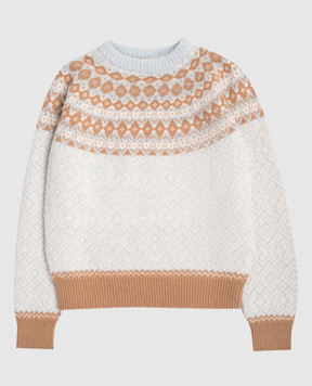 Moncler ENFANT Дитячий блакитний светр з вовни у візерунок K29549C00008M45051214