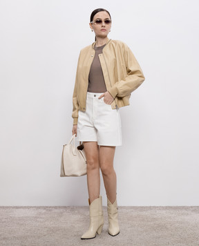 Jil Sander Бежевий шкіряний бомбер J04BN0104J07157