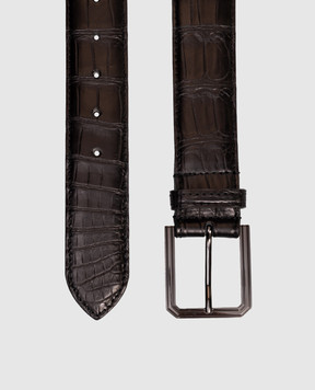 Cashmere&Whiskey Чорний ремінь зі шкіри крокодила BELTMATTLEATHER