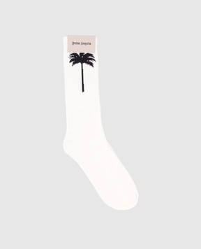 Palm Angels Білі шкарпетки з контрастним візерунком Palm PMRA001S24FAB003