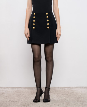 Balmain Чорна спідниця міні з вовни FF1LBA89WC09