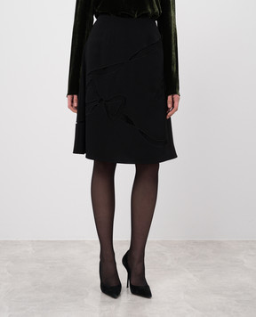 Red Valentino Чорна спідниця з ажурним візеруноком QR3RA03B3U8