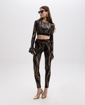 Versace Jeans Couture Черный укороченный топ в принт Chain Couture 77HAH218JS417