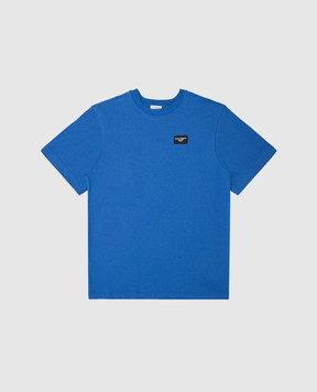 Dolce&Gabbana Дитяча синя футболка з нашивкою логотипа L4JTBLG7M4S46