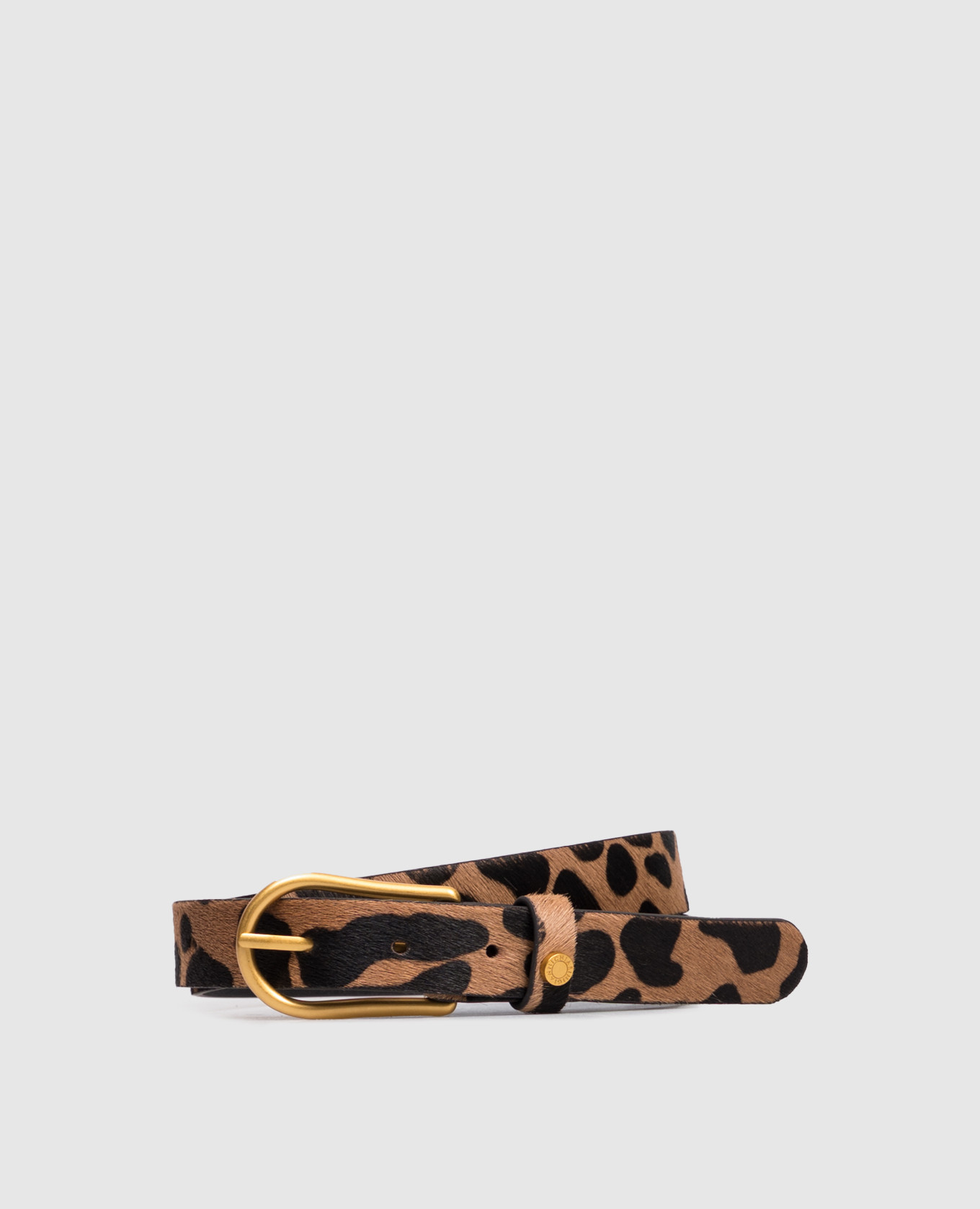 

Кожаный ремень в анималистичный принт, Коричневый, Ремни