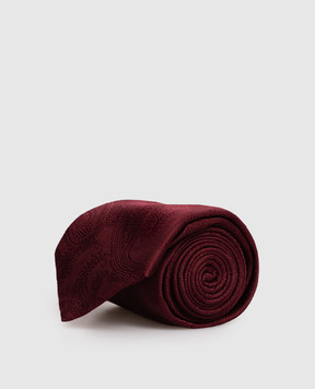 Brunello Cucinelli Бордовый галстук из шелка в узор MR8970018