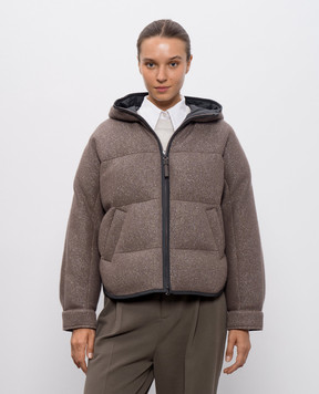 Brunello Cucinelli Коричневий пуховик з кашеміром M01ET7728