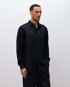 Loro Piana Синяя рубашка André из льна FAF2545