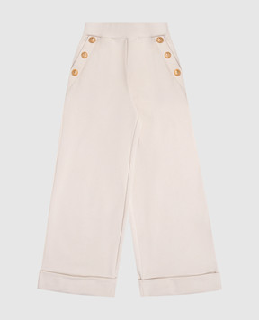 Balmain Дитячі бежеві штани з відворотами BX6A40Z3183