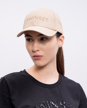Twinset Бежевая кепка с вышивкой логотипа 251TA4280