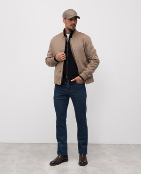 Canali Синій кардиган з вовни мериноса у візерунок MK02360C1137