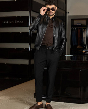 Tom Ford Чорна шкіряна куртка LBG001LMG004S23