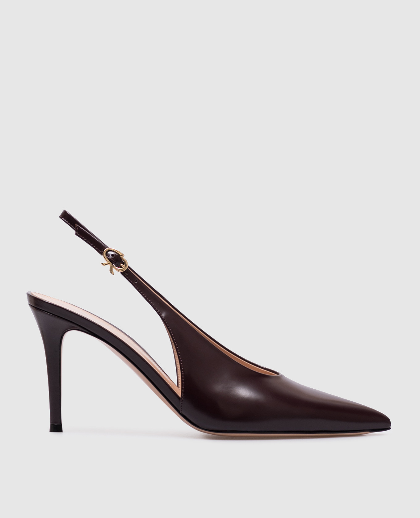 

Бордовые кожаные глянцевые слингбеки ROBBIE, Бордовый, Босоножки