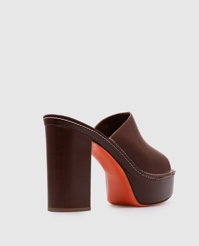 Santoni Коричневі шкіряні мюлі WHST71585HC7TTIX