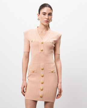 Balmain Розовое платье мини в узор EF1R6045KB07