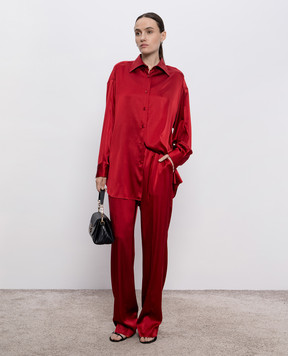 Tom Ford Червоні штани із шовку з логотипом PAW397FAX881