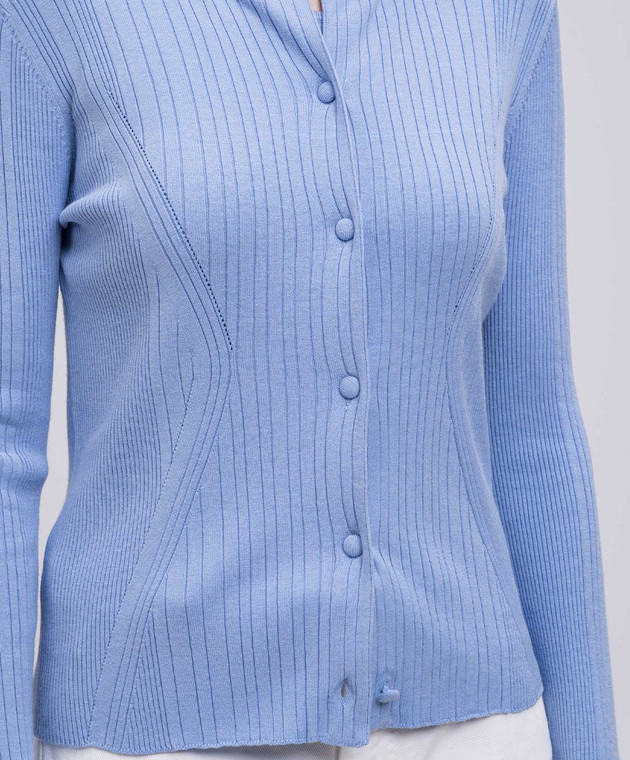 Twinset Голубой кардиган в рубчик 251LL3FAA изображение 5