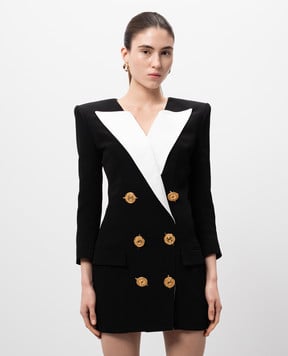 Balmain Чорна сукня-жакет з контрастними вставками EF1R9239MB01