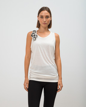 Lanvin Білий подовжений топ з кристалами W0050ATS02C7A