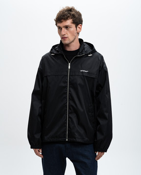 Off-White Черная ветровка с вышивкой логотипа OMEB036F24FAB001