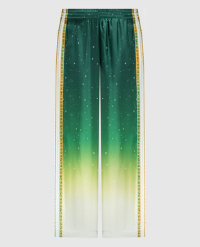 Casablanca Зеленые брюки Joyaux D'Afrique из шелка WS24TR04901