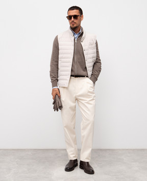 Brunello Cucinelli Бежевые брюки с шерстью ME262S2480