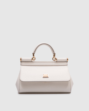 Dolce&Gabbana Белая кожаная сумка-мини Sicily с логотипом BB7116B1001