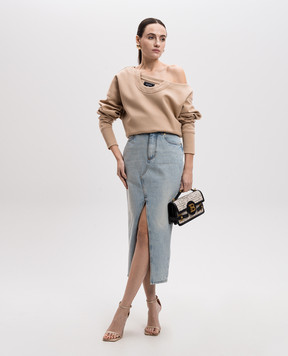 Balmain Бежевый свитшот с патчем логотипа EF1HU301JJ69