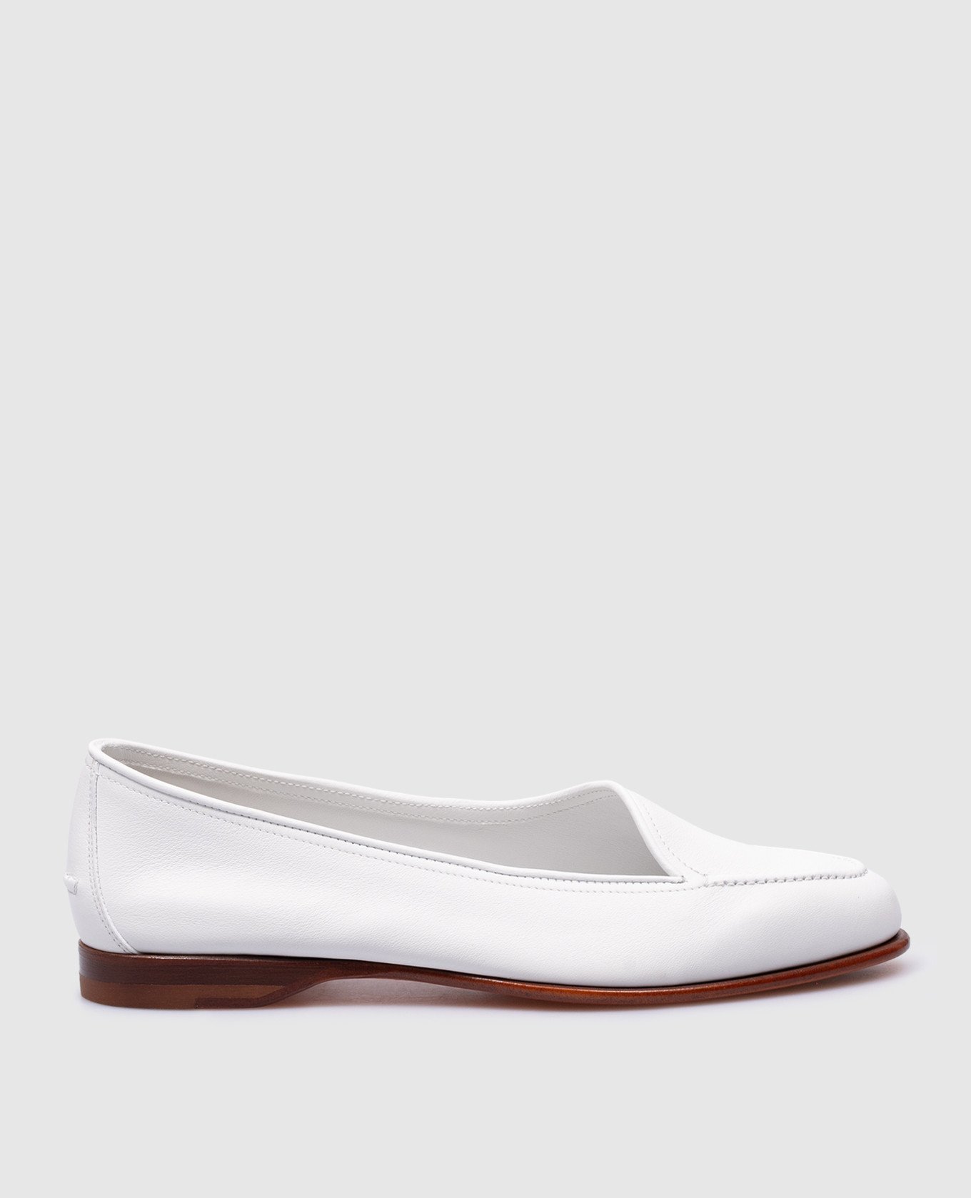 Andrea white leather loafers