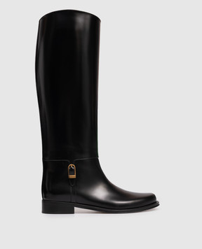 Saint Laurent Чорні шкіряні чоботи-рідінги JULIA 840698AAEHR