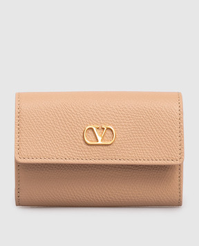 Valentino Бежеве шкіряне портмоне з логотипом 7W2P0AS7SNP