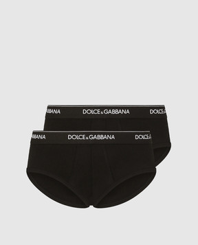 Dolce&Gabbana Набір чорних трусів-бріфів з логотипом M9C05JONN95
