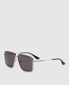 Alexander McQueen Серебристые солнцезащитные очки Navigator 832524I3330
