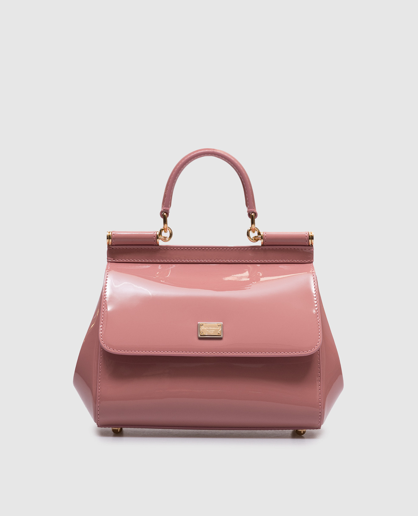 

Розовая кожаная лакированная сумка Sicily с логотипом, Розовый, Сумки через плечо