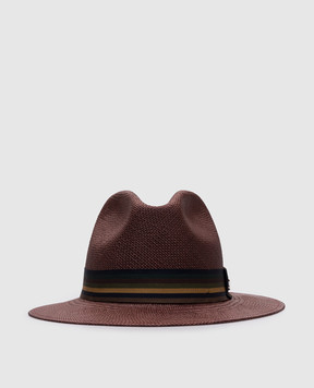 Max Mara Коричневая соломенная шляпа RODESIA с монограммой логотипа RODESIA