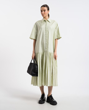 Jil Sander Зелена сукня-сорочка з шовком з ефектом гофре J40CT0196J70003