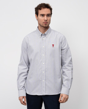 Ami Paris Рубашка в полоску с вышивкой эмблемы Ami de Coeur BFUSH063CO0087m