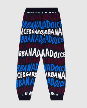 Dolce&Gabbana Детские синие джогеры в принт логотипа L4JPFEHS7OX812+
