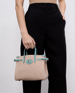 Valentino Блакитна сумка-тоут з металевою емблемою VLogo Signature 6W2B0R20JSE