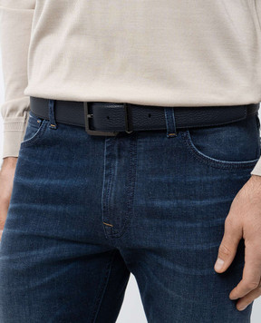 Stefano Ricci Синій шкіряний ремінь з гравіюванням логотипа N382VDA566U