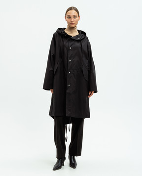 Jil Sander Черный плащ с контрастным принтом логотипа J04AH0002J45026