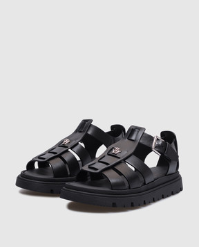 Versace Детские черные кожаные сандалии Medusa 10179051A001383438