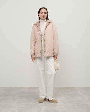 Twinset Бежевая двусторонняя куртка в анималистический узор 242LI2FAA