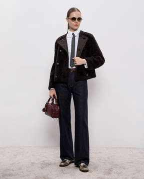 Brunello Cucinelli Коричнева двостороння двобортна дублянка MPMBP7426