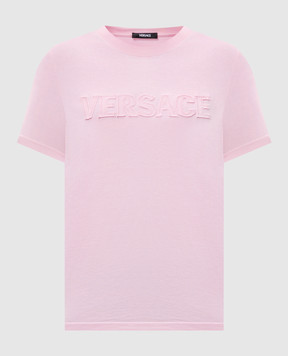 Versace Розовая футболка с нашивкой логотипа 10189811A13616