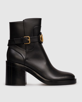 Valentino Чорні шкіряні черевики з емблемою VLogo Signature 7W2S0MB4DSH