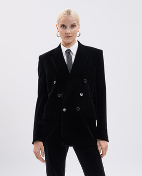 Saint Laurent Чорний двобортний оксамитовий жакет 842990Y525R